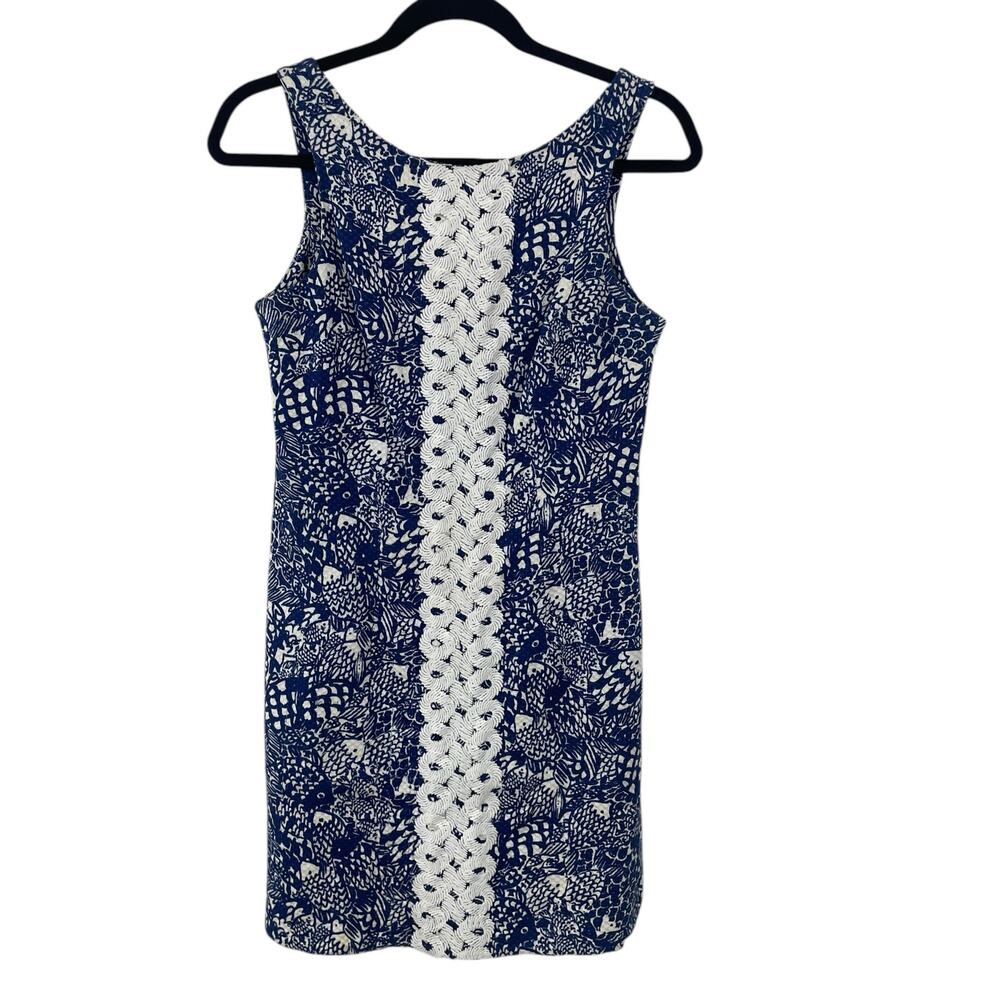 Lilly Pulitzer for Target Upstream Fish Shift Dress Navy White Womens 4 AS IS